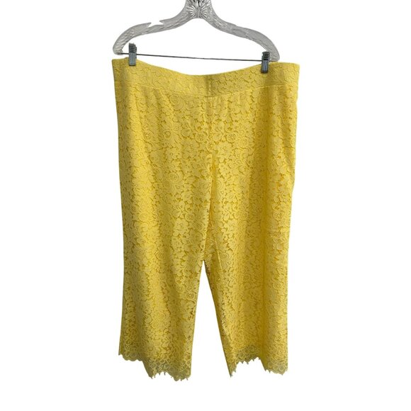 Isaac Mizrahi Live! Floral Lace Wide Leg Pants Yellow Sz XL Petite Bohemian - Picture 1 of 11